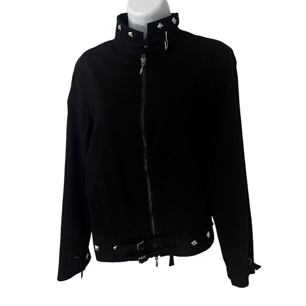 Anne Fontaine Jacket Black Studded Lightweight Full Zip  US 8 Whimsigoth Grunge